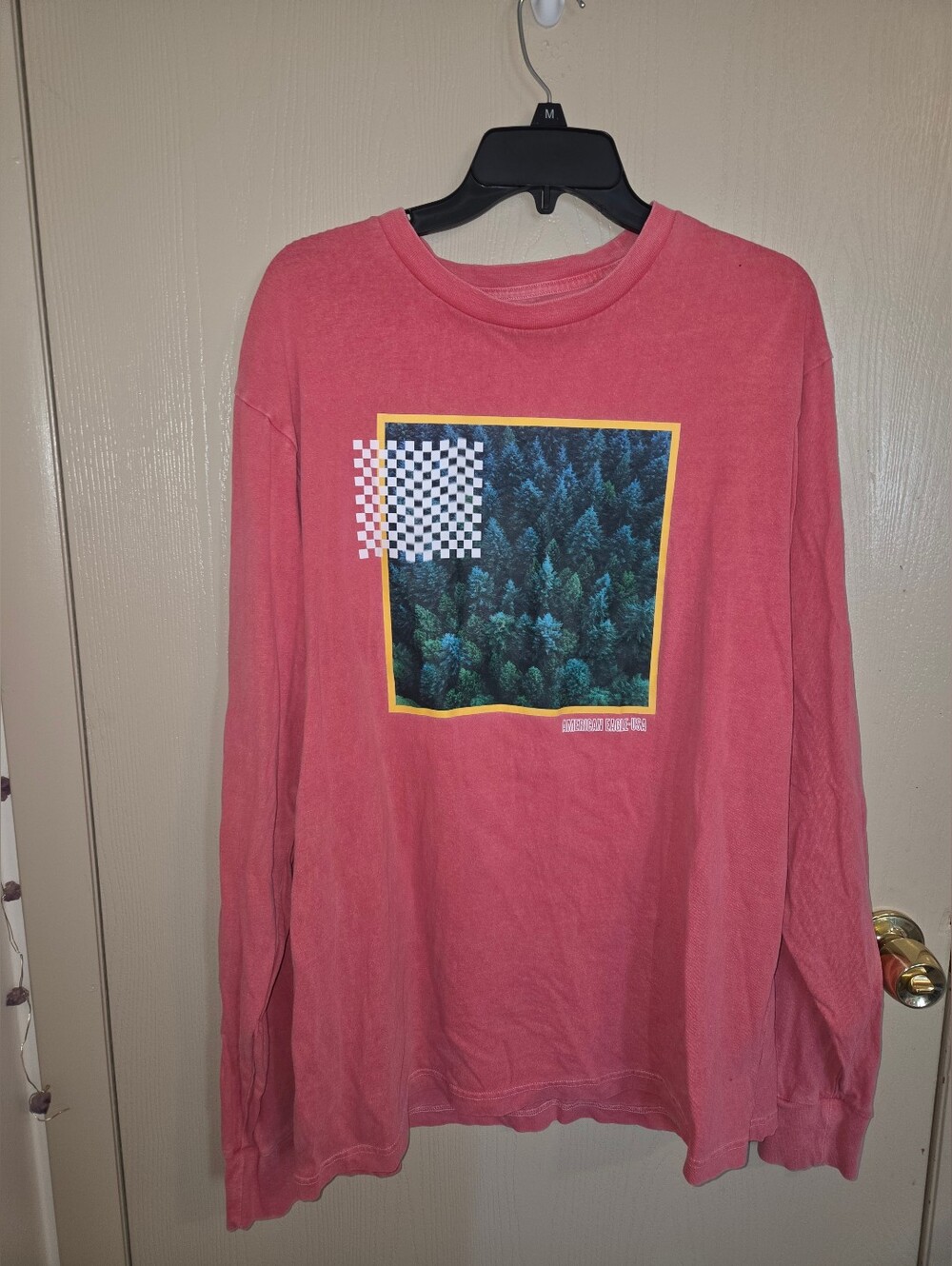 American Eagle Coral Long Sleeve Graphic Tee Nature Inspired Womens XL